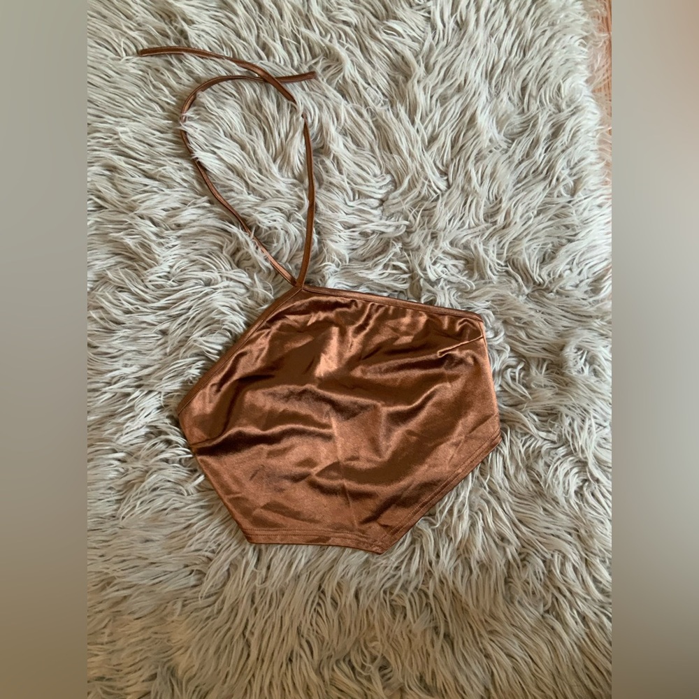 Rust silk crop top